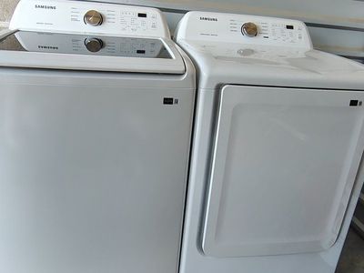 Samsung Washer (WA45T3200AW) & Electric Dryer (DVE45T3200W/A3) Set - White, Top Load