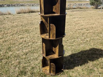 Rustic Wooden Pedestal Display Shelves / Plant Stands – Set of 2