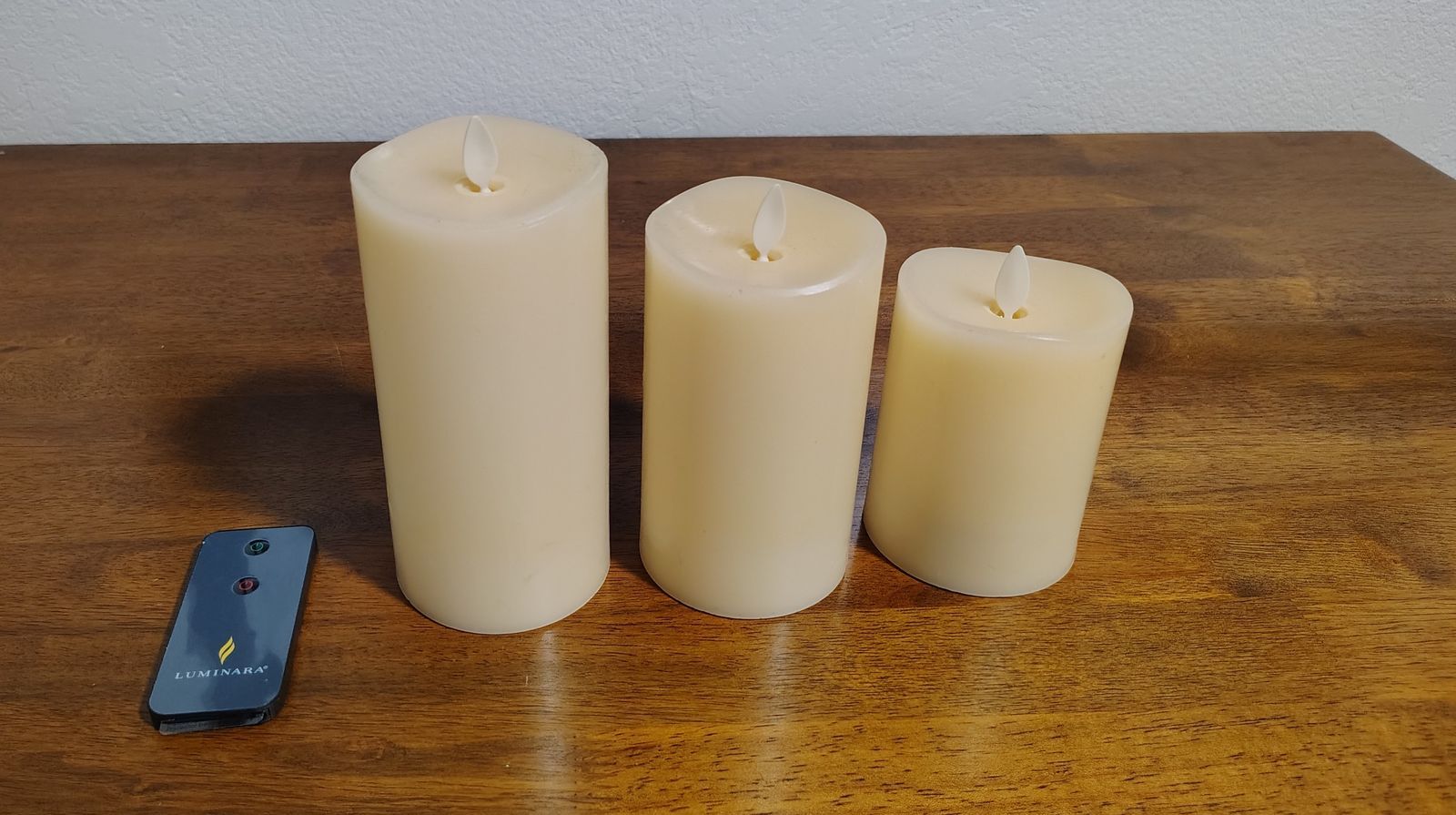 Set of 3 Luminara Real Flame-Effect Candles in Ivory