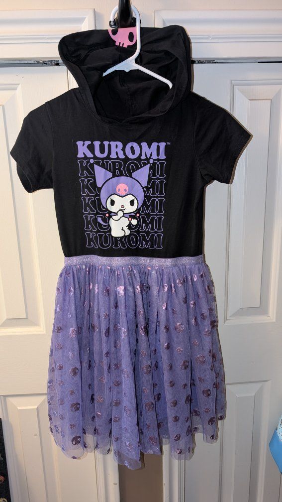 Sanrio Kuromi Girls Hooded Dress Purple Tulle Skirt Size XLHooded Hello Kitty Kuromi Purple dress Girls size XL (12/14)