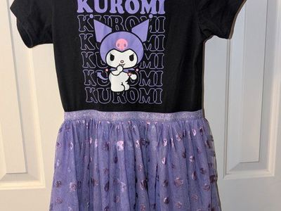 Sanrio Kuromi Girls Hooded Dress Purple Tulle Skirt Size XLHooded Hello Kitty Kuromi Purple dress Girls size XL (12/14)