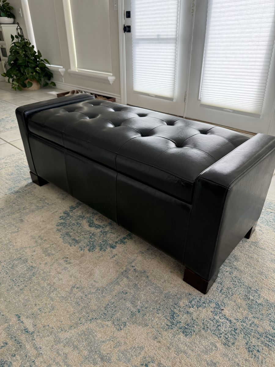 Black Modern Tufted Storage Bench