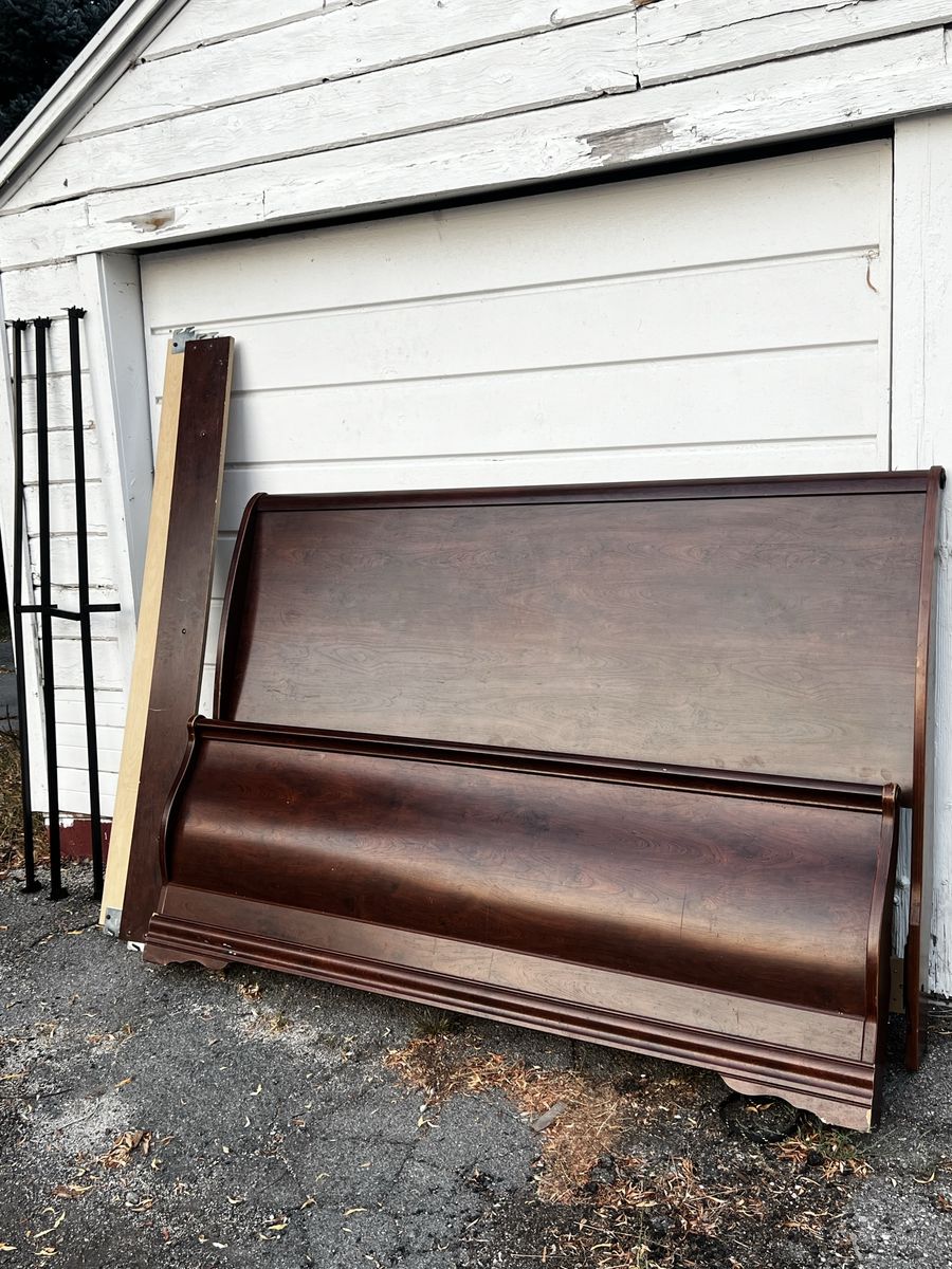 Wooden king Sleigh Bed Frame Set - Headboard, Footboard, and Side Rails