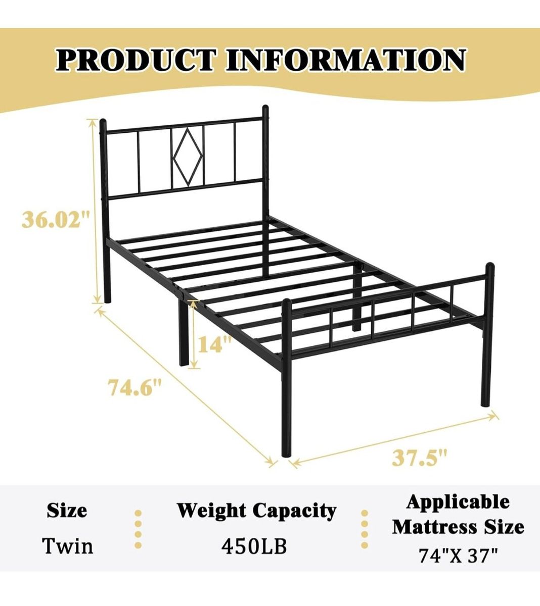 Twin metal bed frame