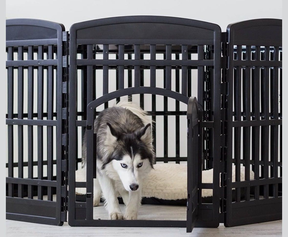 Black Heavy-Duty Pet Playpen/Gate - 60.75" W x 34" H, Indoor/Outdoor Use