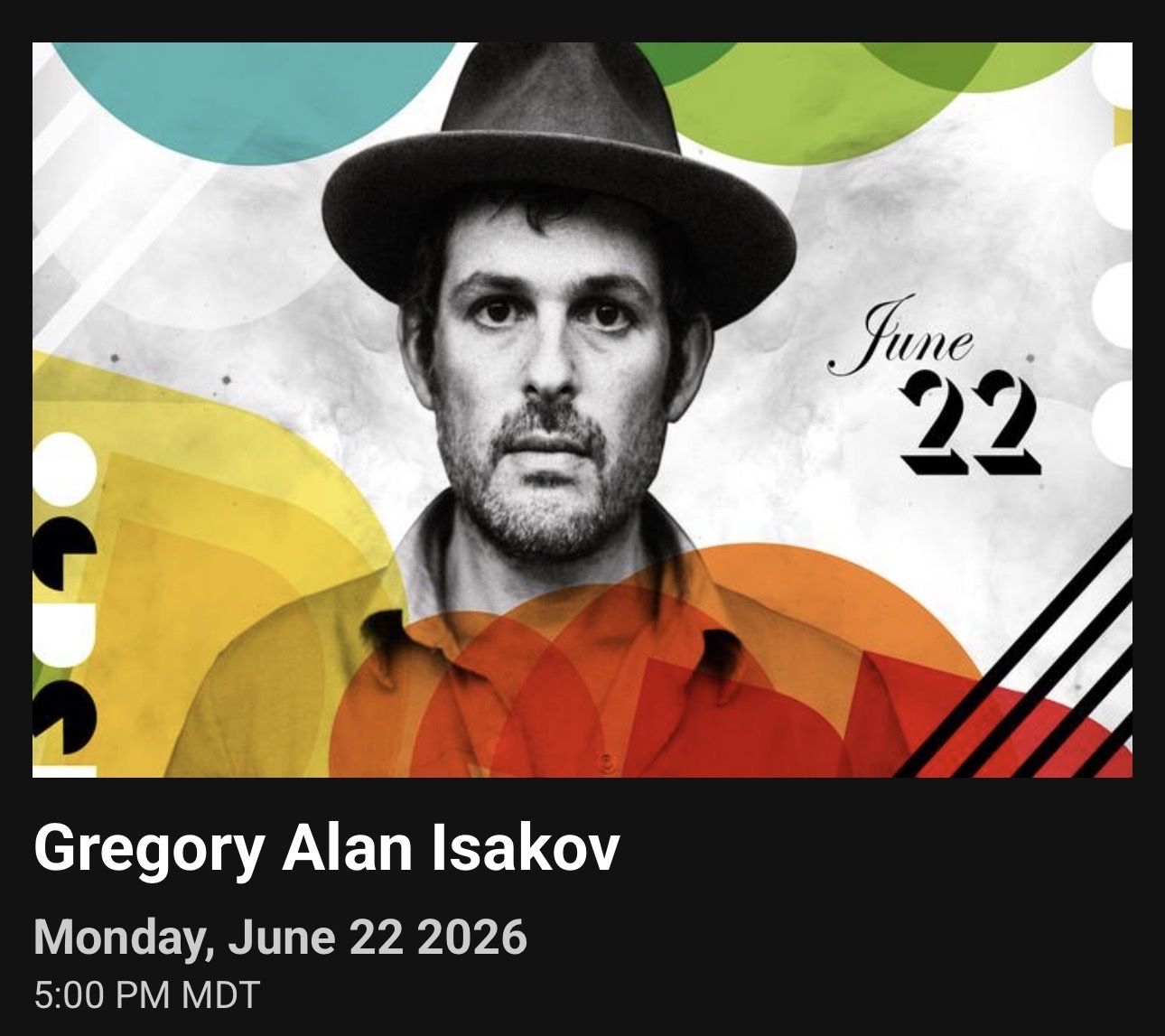 Gregory Alan isakov ticket