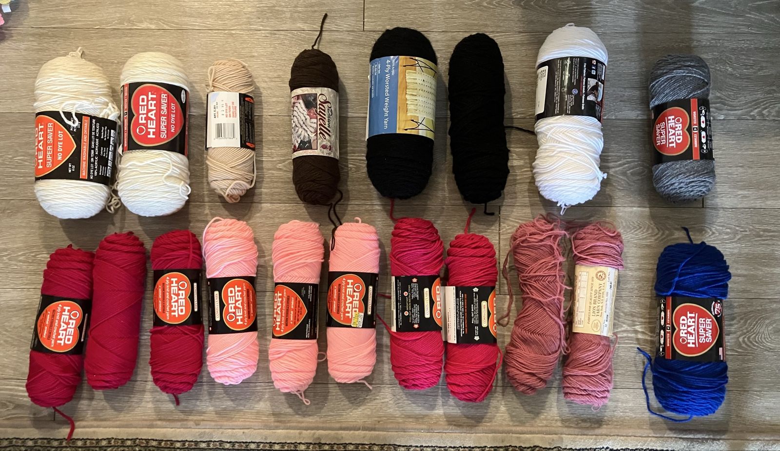 Lot of 19 Vintage Yarn - Various Colors. See photos for brands and colors