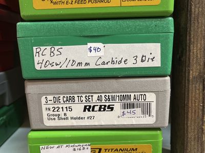 New 10 MM/40 S W Die Set. And others.