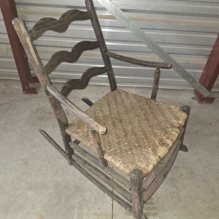 Antique Mustached Ladderback Rocking Chair