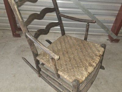 Antique Mustached Ladderback Rocking Chair
