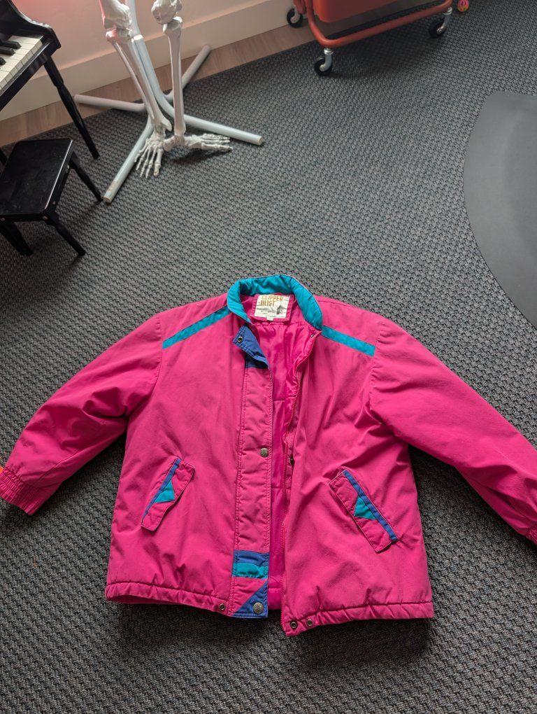 Clipper Mist Londontown Vintage Hot Pink & Teal Winter Puffer Jacket Women's L