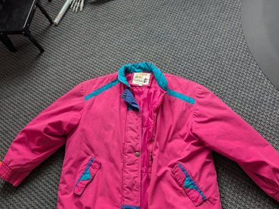 Clipper Mist Londontown Vintage Hot Pink & Teal Winter Puffer Jacket Women's L
