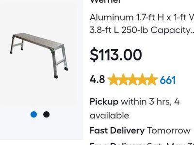 2 Werner AP-20X-MP4 3.8ft Aluminum Pro Grade Work Platform 250lb Capacity
