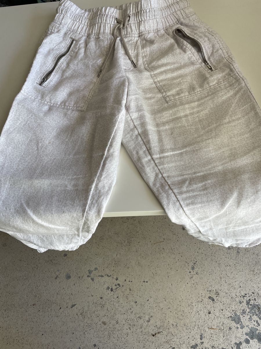 Athleta Light Gray Cotton Blend Wide-Leg Cropped Pants 4P Elastic Waist
