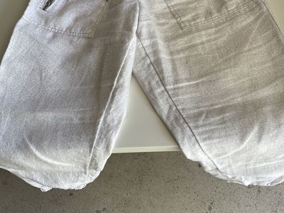 Athleta Light Gray Cotton Blend Wide-Leg Cropped Pants 4P Elastic Waist