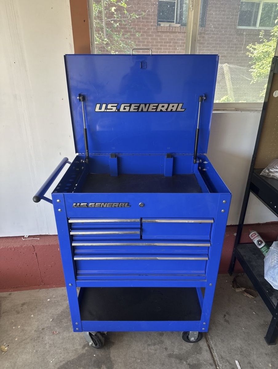 U.S. GENERAL 30 in., 5-Drawer Mechanics Cart, Blue