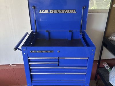 U.S. GENERAL 30 in., 5-Drawer Mechanics Cart, Blue