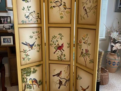Hand painted room divider with birds