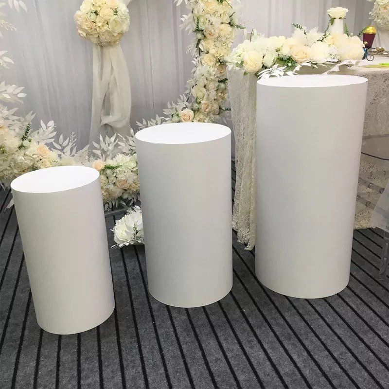 Bekrvio 3-Piece White Metal Cylinder Pedestal Stan