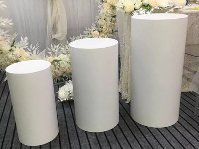 Bekrvio 3-Piece White Metal Cylinder Pedestal Stan