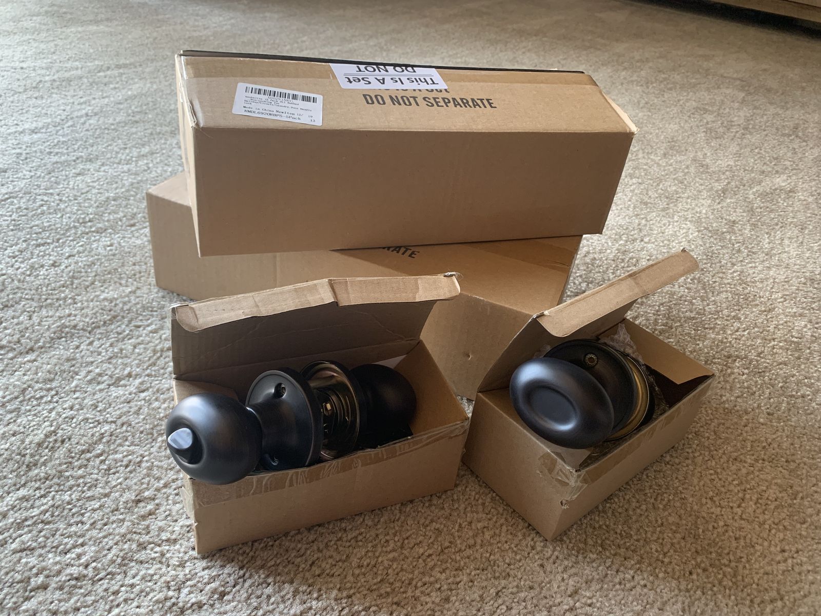 Oil rubbed bronze door knobs, egg style