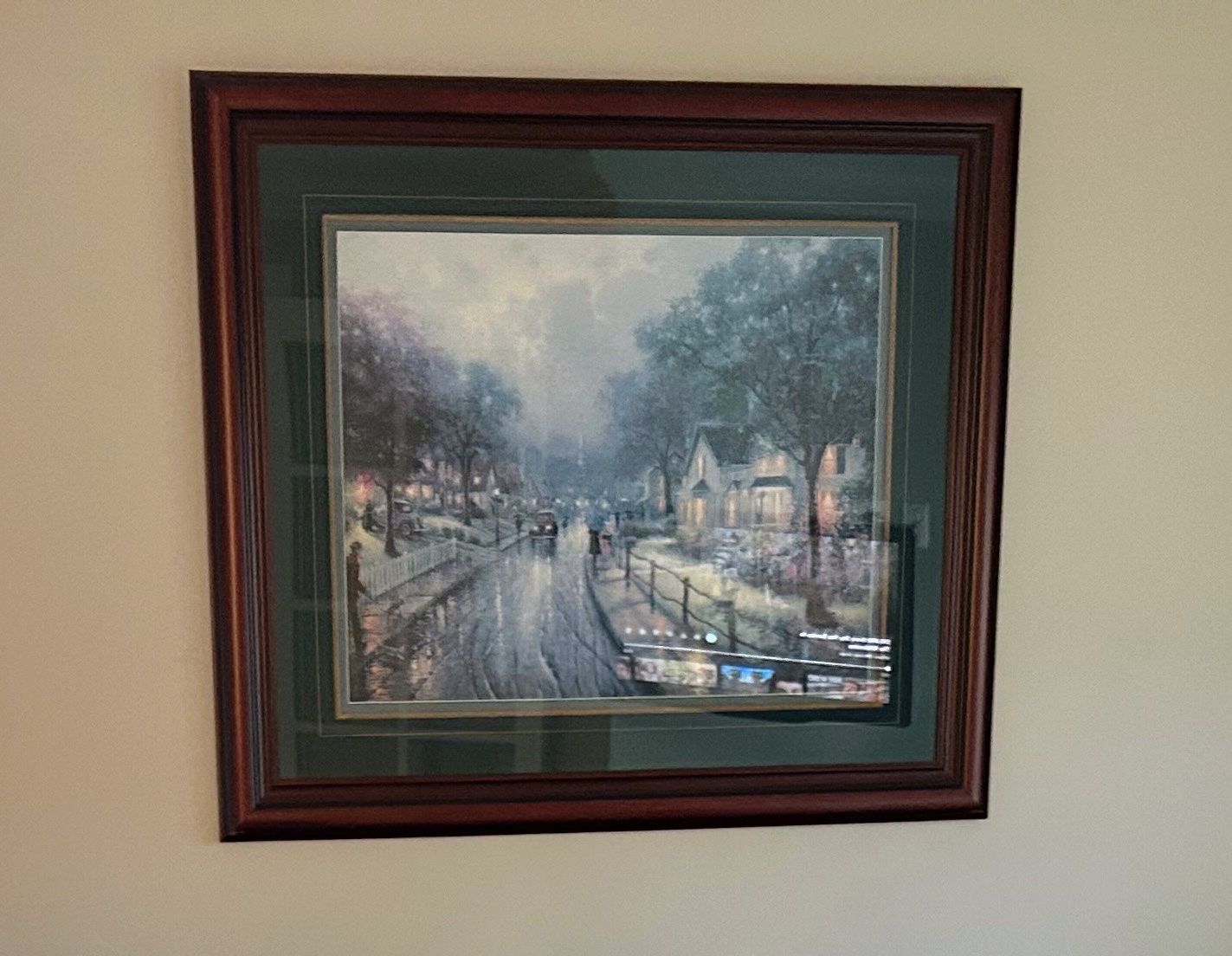 Thomas Kinkade Framed Print - "Rainy Night" Collector's Edition - Excellent Condition