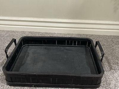 Black Wooden Tray with Handles, Decorative Serving or Storage Tray