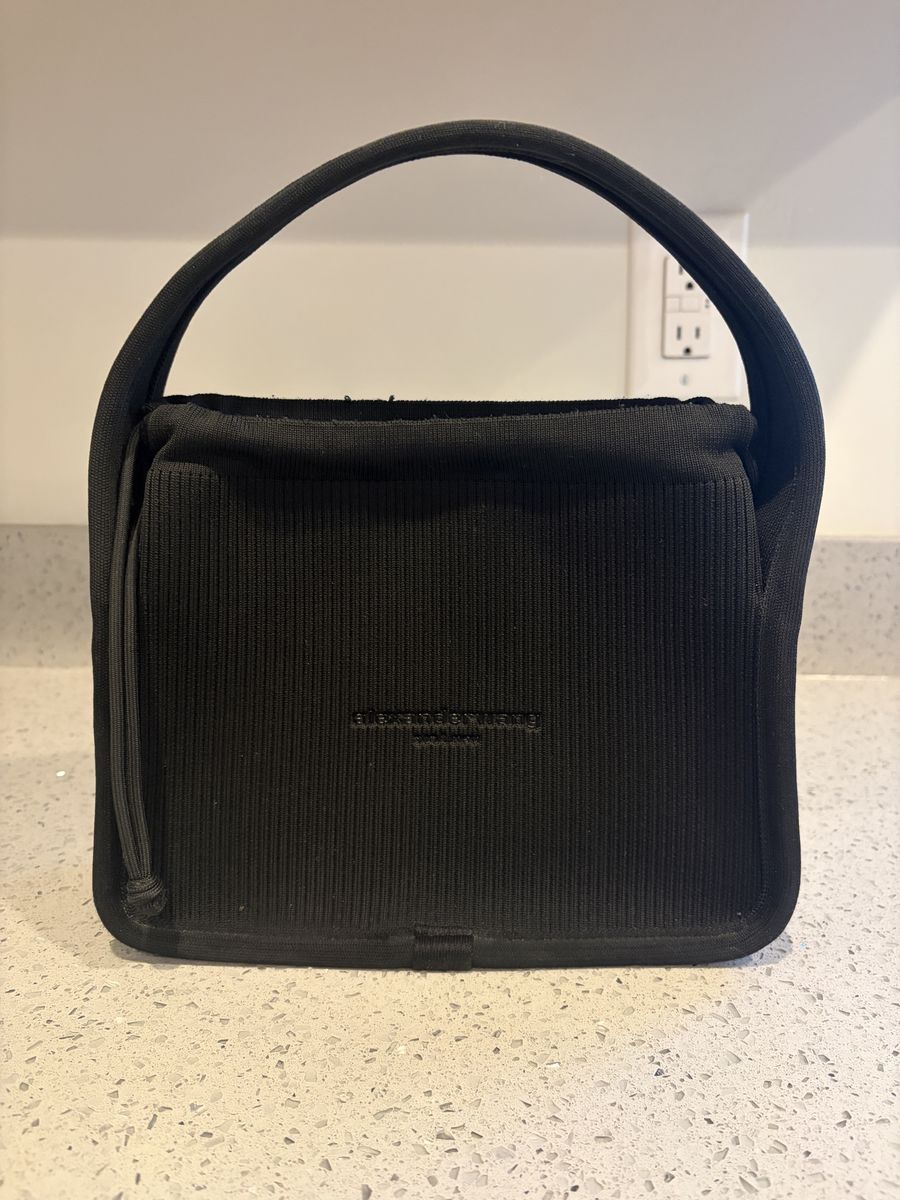 Alexander Wang Black Ribbed Knit Mini Tote Handbag