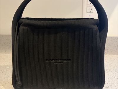 Alexander Wang Black Ribbed Knit Mini Tote Handbag
