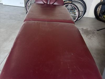 Burgundy Portable Massage Table with Wooden Frame and Face Cradle