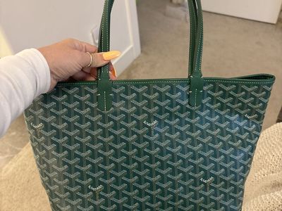 Green leather bag with bag organizer