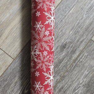 Red Christmas Snowflakes Wrapping Paper Roll