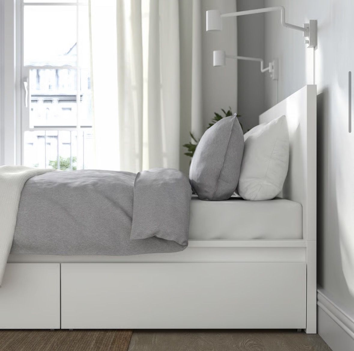 Queen Bed Frame and Mattress - Ikea MALM