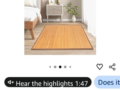 Bamboo Hardwood Area Rug - Natural Wood Floor Mat, Rectangular Floor Covering 5'x8'