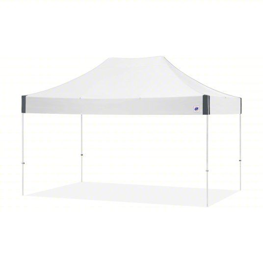 E-Z UP Canopy Tent: 15 ft Overall Lg, 10 ft Overall Wd, 11 ft Overall Ht, Powder Coated, Steel White