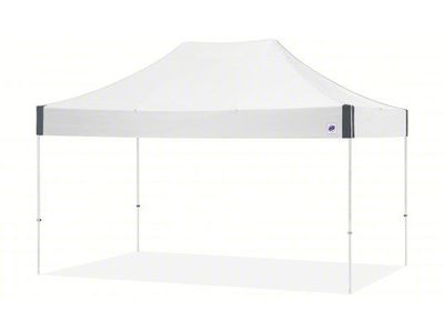 E-Z UP Canopy Tent: 15 ft Overall Lg, 10 ft Overall Wd, 11 ft Overall Ht, Powder Coated, Steel White