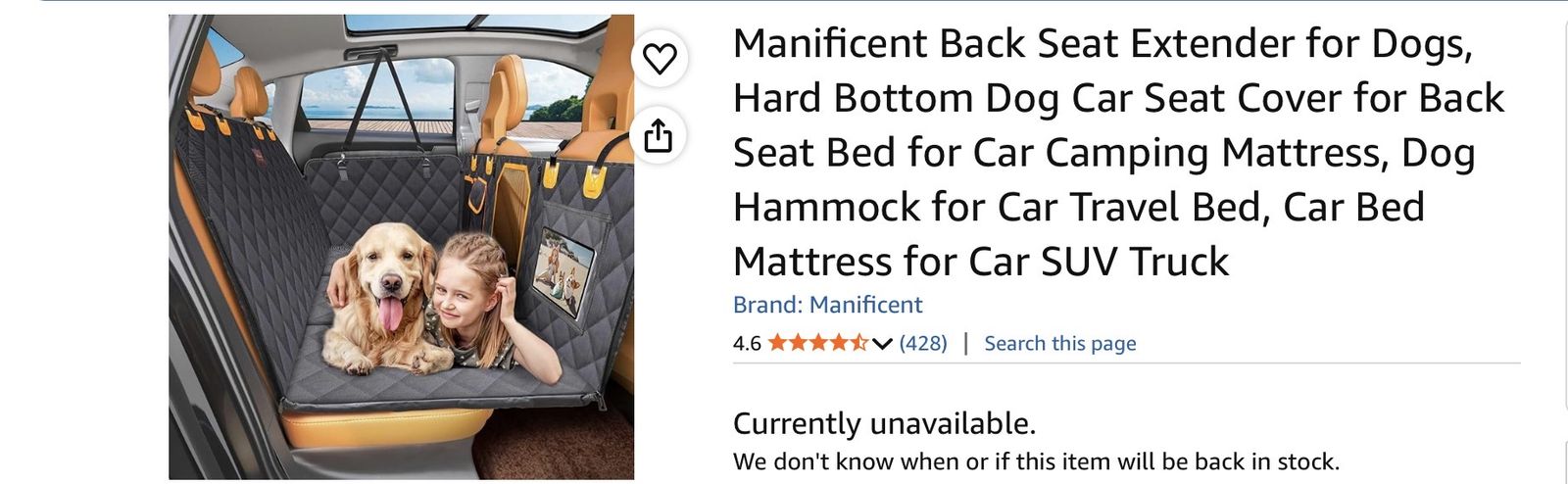 Back seat protector for dogs