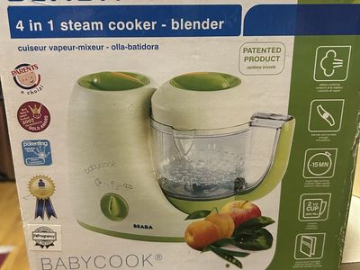 BEABA Babycook Original 4-in-1 Steam Cooker & Blender Baby Food Maker System - White/Green