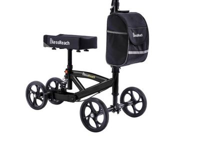 Brand New and Fully Assembled Bless Reach Model WB 2105 Post Surgery Knee Scooter with Knee Rest Shock Absorber Black