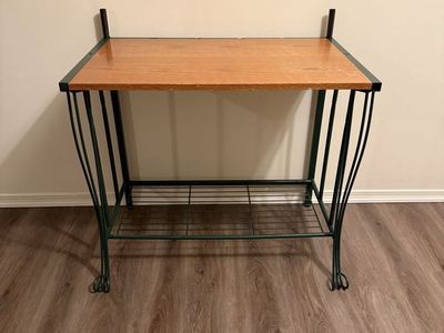 Vintage Wood & Metal Console Table / Entryway Table