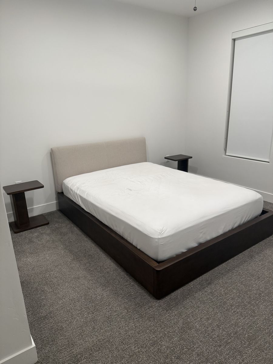 Thuma "Essential" Queen Bedframe and "Beam" Side Tables in Espresso