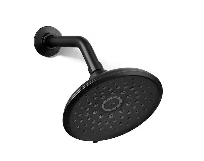 KOHLER Cursiva 3-Spray Patterns 6.75 in. Wall Mount Fixed Showerhead in Matte Black