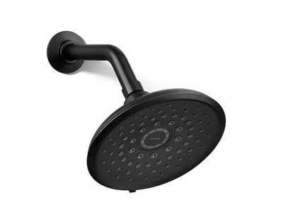 KOHLER Cursiva 3-Spray Patterns 6.75 in. Wall Mount Fixed Showerhead in Matte Black