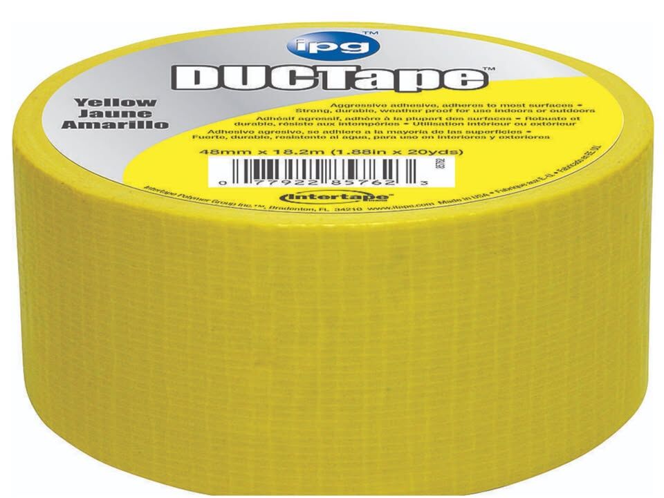 4 ROLLS of IPG DUCTape Yellow Duct Tape 1.88in x 20yd (48mm x 18.2m) (Each Roll)
