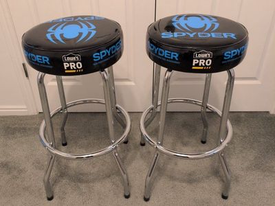 Spyder Lowe's Pro Bar Stools - Set of 2, Chrome Base, Black & Blue Logo