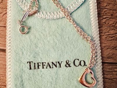 Tiffany & Co. Sterling Silver & 18K Rose Gold Open Heart Charm Bracelet