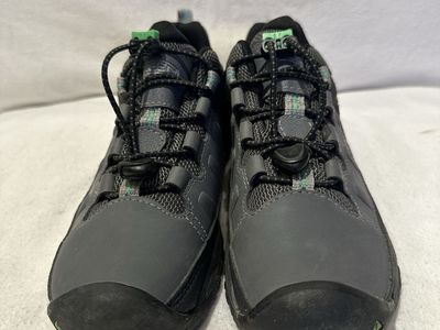 Keen youth size 3, like new gray /green trim, waterproof, hiking shoes