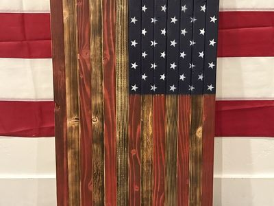 Rustic Wooden American Flag Wall Art - Handcrafted