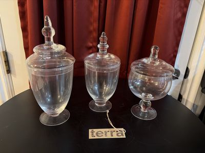 New In Box 3 Pk. Apothecary Jars