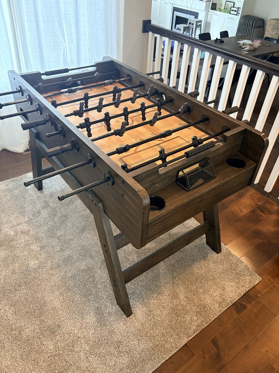 Sturdy Foosball Table - Dark Wood Finish, Regulation Size.